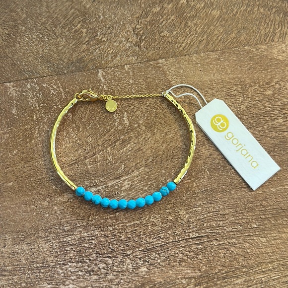 Gorjana NWT Power Gemstone Cuff Bracelet | Gold and Turquoise - Picture 7 of 9